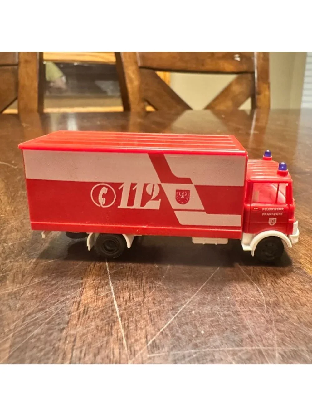 Vintage Plastic Praline Mercedes Benz Feurwehr Red Ambulance
